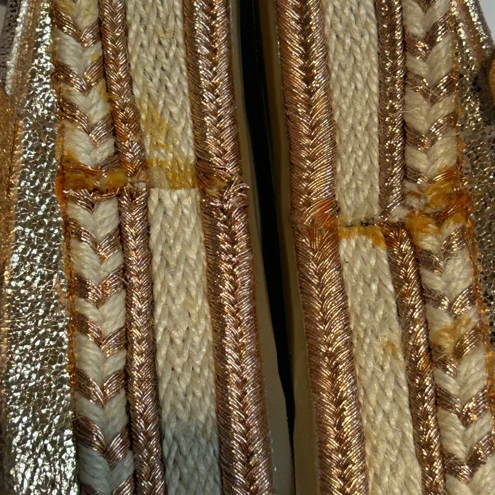 Bamboo Infinity-05M Rose Gold Metallic Espadrille Platform Wedge Sandals‎ 8.5